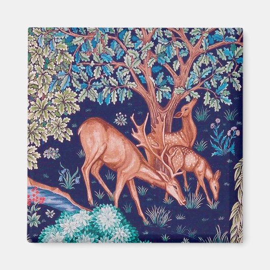Deers in The Forest, William Morris Magneet (Voorkant)