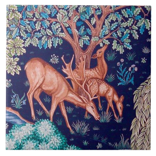 Deers in The Forest, William Morris Tegeltje (Voorkant)