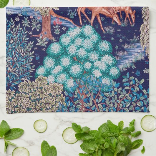 Deers in The Forest, William Morris Theedoek (Gevouwen)