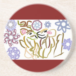 Deer's winter lover  zandsteen onderzetter