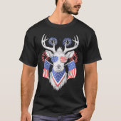 Deers With America Flag Western 4Th Of July Huntin T-shirt (Voorkant)