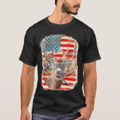Deers With America Flag Western 4Th Of July Huntin T-shirt (Voorkant)