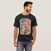 Deers With America Flag Western 4Th Of July Huntin T-shirt (Voorkant volledig)