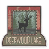 Deerwood Lake Deer Pine Trees Inspirivity Sticker (Voorkant)