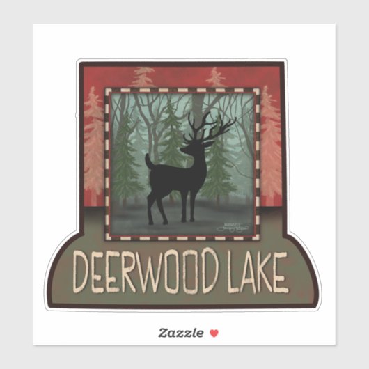 Deerwood Lake Deer Pine Trees Inspirivity Sticker (Vel)