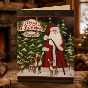 Deerwood Lake Hert Santa Kerstmis Kaart