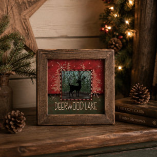 “Deerwood Lake'’ Inspirivity vierkante print Foto Afdruk