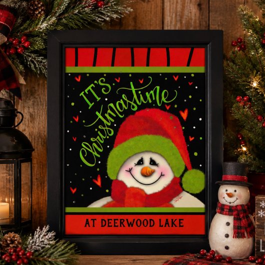Deerwood Lake Kerstman in de Sneeuw Poster