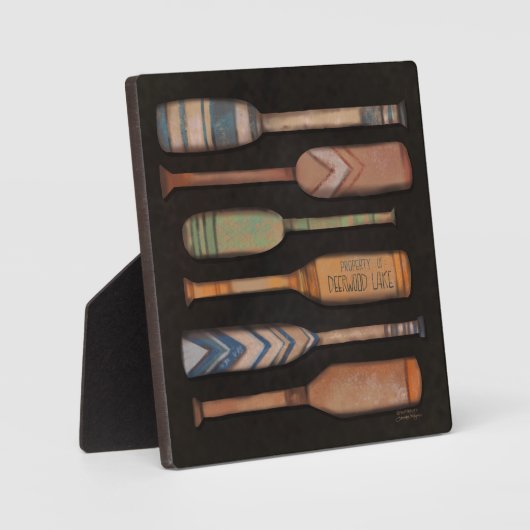 Deerwood Lake Oars rustieke inspirativiteitsplaat Fotoplaat (Voorkant)