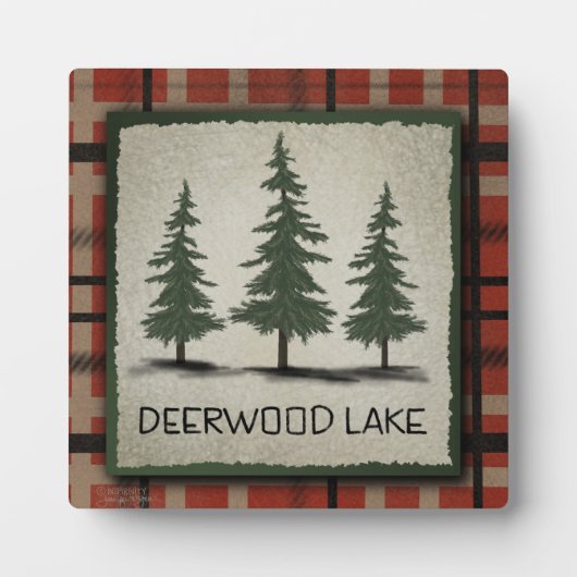 Deerwood Lake Pines rustieke inspirativiteitsplaat Fotoplaat (Voorkant)