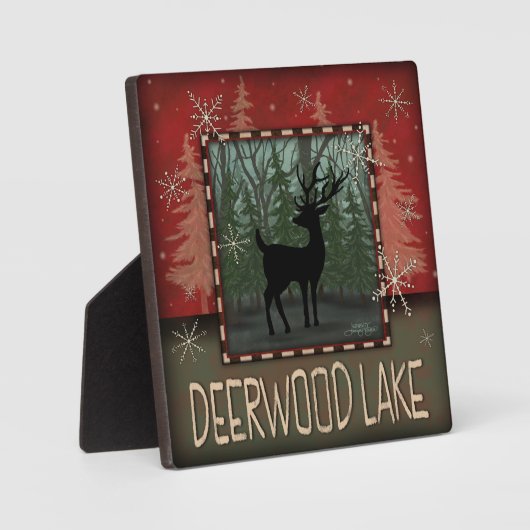 Deerwood Lake Rustic Herten Inspirivity Plaque Fotoplaat (Voorkant)