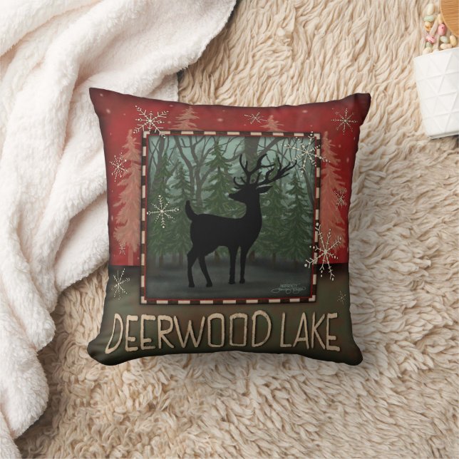 Deerwood Lake Rustic Herten Pine Inspirivity Kusse Kussen (Deken)