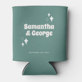 Deestel Mint Green Retro Groovy Wedding Favors Blikjeskoeler (Voorkant)