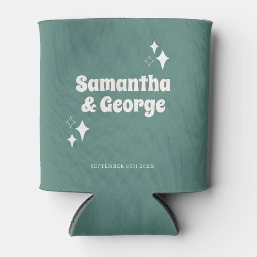 Deestel Mint Green Retro Groovy Wedding Favors Blikjeskoeler (Voorkant)