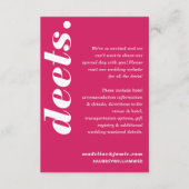 Deets Modern Minimale Roze Magenta Fun Retro Informatiekaartje (Voorkant)