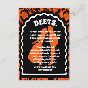 Deets Modern Oranje luipaard print Informatiekaartje