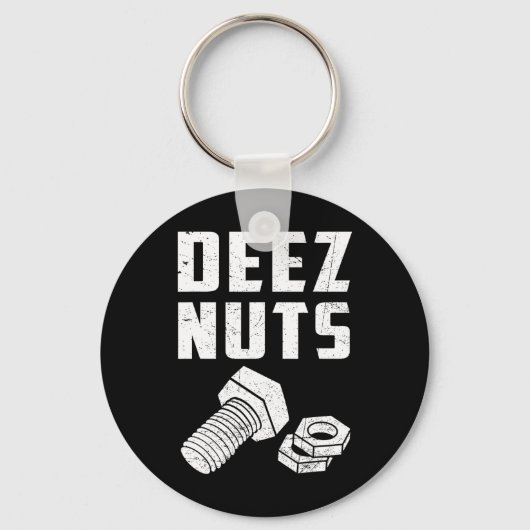 Deez en Nuts Bolt Funny Mechanic Gezegde Joke Fath Sleutelhanger (Voorkant)