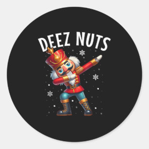 Deez Noten Notenkraker Notennoot Grappige Mannen V Ronde Sticker