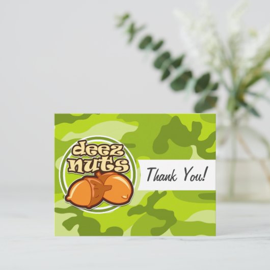 Deez Nuts; felgroene camo, camouflage Briefkaart (Staand voorkant)