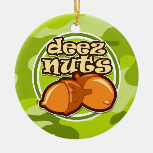 Deez Nuts; felgroene camo, camouflage Keramisch Ornament (Voorkant)