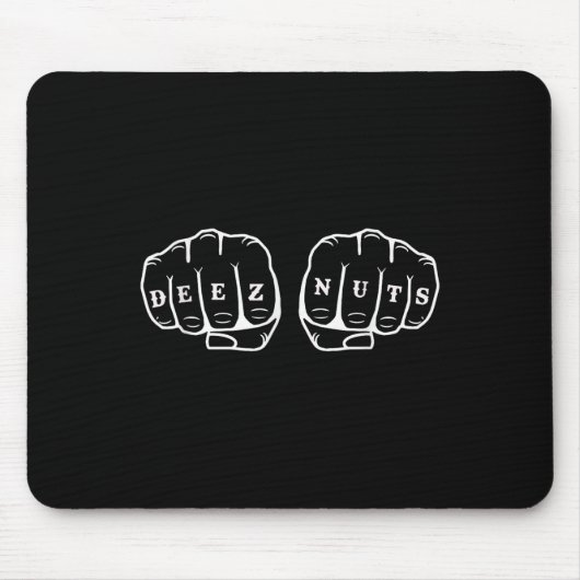 Deez Nuts Funny Knuckles Tattoo Muismat (Voorkant)