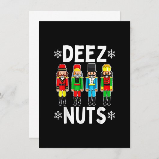 Deez Nuts Funny Nutkraker Kerstmis Kaart (Voorkant / Achterkant)