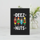 Deez Nuts Funny Nutkraker Kerstmis Kaart (Staand voorkant)