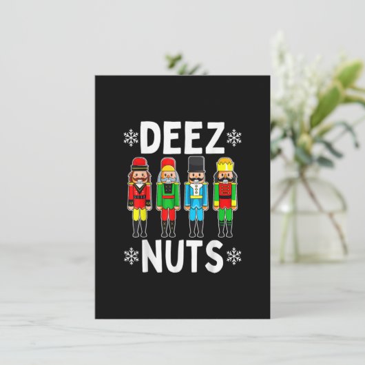 Deez Nuts Funny Nutkraker Kerstmis Kaart (Staand voorkant)