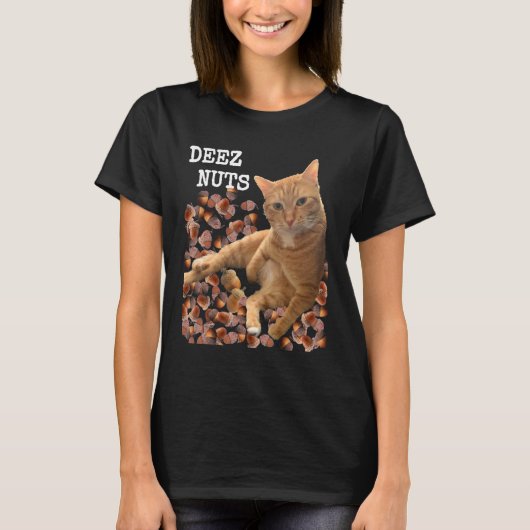DEEZ NUTS-grap met Cat en Acorns T-shirt (Voorkant)