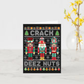 Deez Nuts Notenkraker Fun Ugly Kerstmis Xmas  Kaart (Gele Bloem)