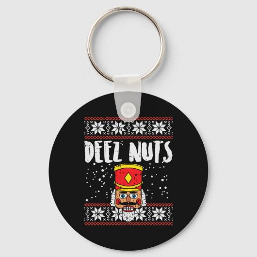 Deez Nuts Notenkraker Leuk Lelijk Kerst Meme Gift Sleutelhanger (Voorkant)