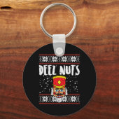 Deez Nuts Notenkraker Leuk Lelijk Kerst Meme Gift Sleutelhanger (Voorkant)