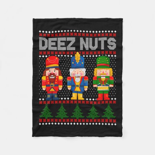 Deez Nuts Notenkraker Leuke Lelijke Kerstmis Fleece Deken (Voorkant)