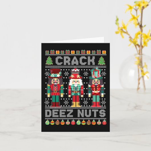 Deez Nuts Notenkraker Leuke Lelijke Kerstmis Kaart (Gele Bloem)