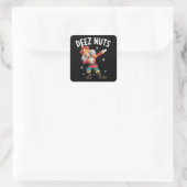 Deez Nuts Notenkraker Noot Grappige Kerstmis  Vierkante Sticker (Tas)