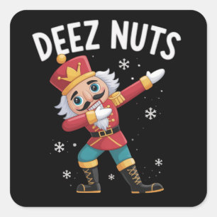 Deez Nuts Notenkraker Noot Grappige Kerstmis  Vierkante Sticker