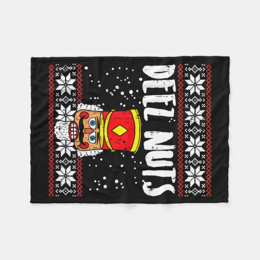 Deez Nuts Nutcracker Funny Ugly Christmas Sweater Fleece Deken (Voorkant (Horizontaal))