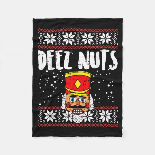 Deez Nuts Nutcracker Funny Ugly Christmas Sweater  Fleece Deken (Voorkant)