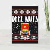 Deez Nuts Nutcracker Funny Ugly Christmas Sweater Kaart (Voorkant)