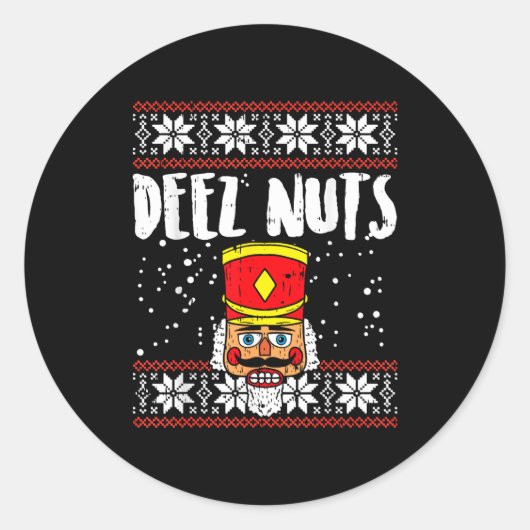 Deez Nuts Nutcracker Funny Ugly Christmas Sweater  Ronde Sticker (Voorkant)