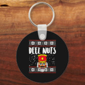 Deez Nuts Nutcracker Funny Ugly Christmas Sweater Sleutelhanger (Voorkant)
