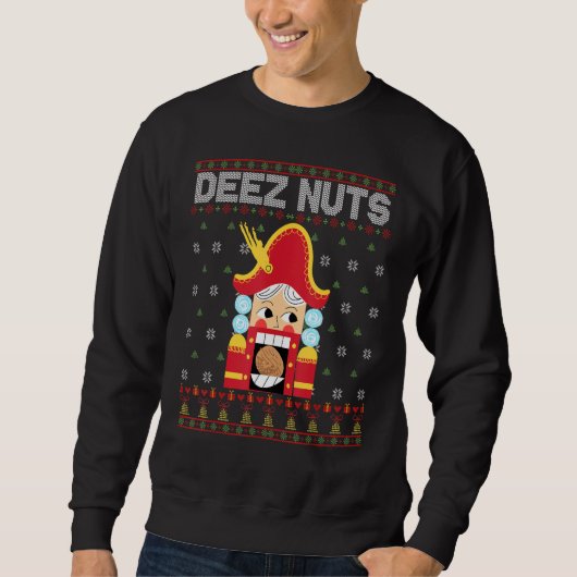 Deez Nuts Nutkraker Funny Ugly KerstSweater Trui (Voorkant)