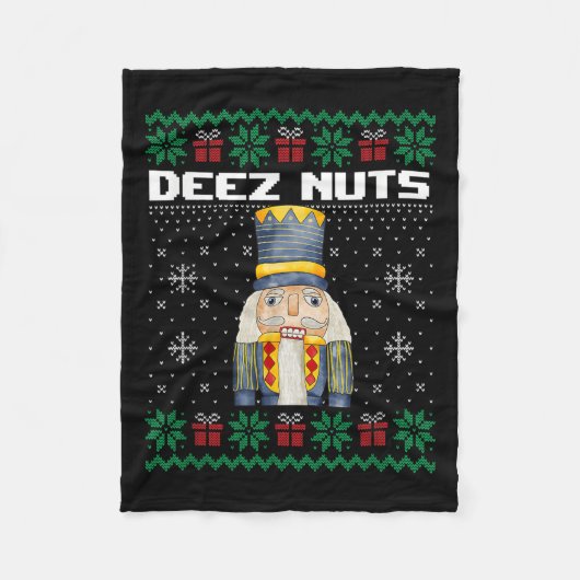 Deez Nuts Nutkraker Shirt Funny Ugly Kerstmis Sw Fleece Deken (Voorkant)