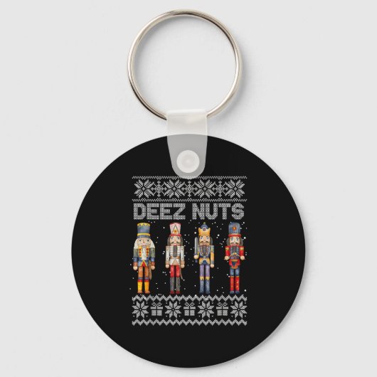 Deez Nuts Nutkraker Ugly KerstSweater Funny Sleutelhanger (Voorkant)