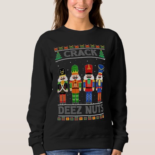 Deez Nuts Nutkraker Ugly KerstSweater Funny Trui (Voorkant)