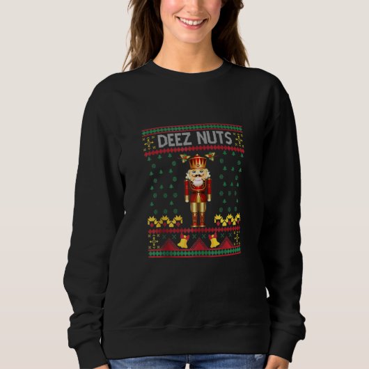 Deez Nuts Nutkraker Ugly KerstSweater Meme Trui (Voorkant)