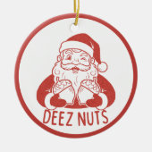 Deez Nuts Retro Style Naughty Santa Christmas Keramisch Ornament (Voorkant)