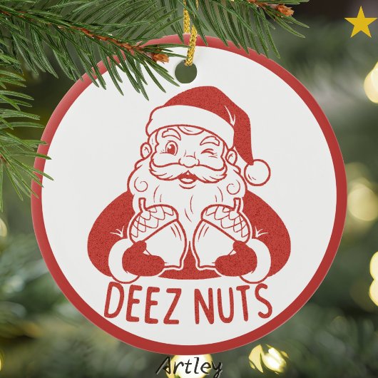 Deez Nuts Retro Style Naughty Santa Christmas Keramisch Ornament