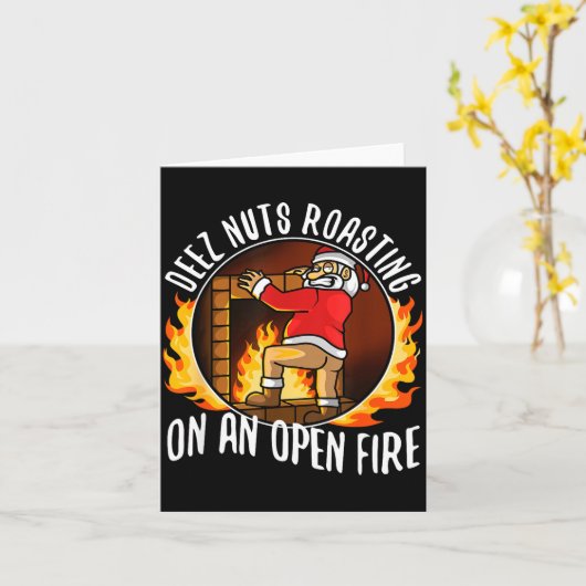 Deez Nuts Roasting On An Open Fire  Kaart (Gele Bloem)