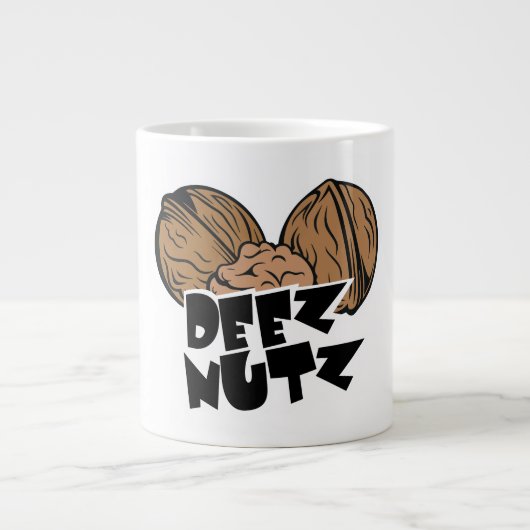 Deez Nutz Funny Illustratie Grote Koffiekop (Voorkant)
